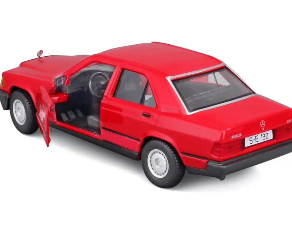 Bburago 18-21103 - Modellauto - Mercedes 190E ´87 (rot, Maßstab 1:24) Modell Auto