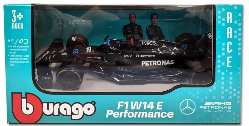 Bburago 18-38080R - Modellauto - F1 Mercedes AMG W14 '23 #63 Russel (Maßstab 1:43) Formel 1
