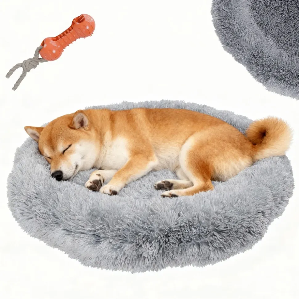 BENNO® Hundebett BALU Donut 60x60x16 cm, waschbar, rutschfest, Polyester, Polypropylen-Füllung, inkl. Kauknochen