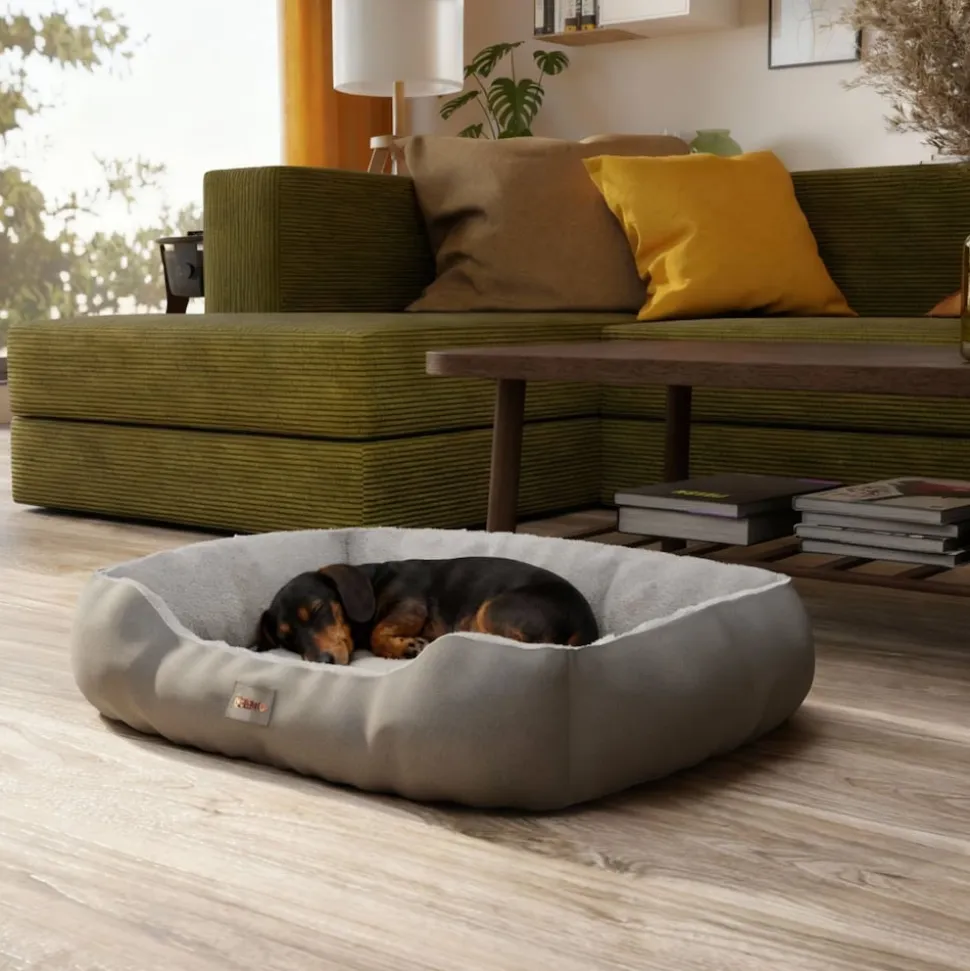 BENNO® Hundebett SAMMY 65x50x16 cm, quadratisch, Polyester, rutschfest, inkl. Kauknochen