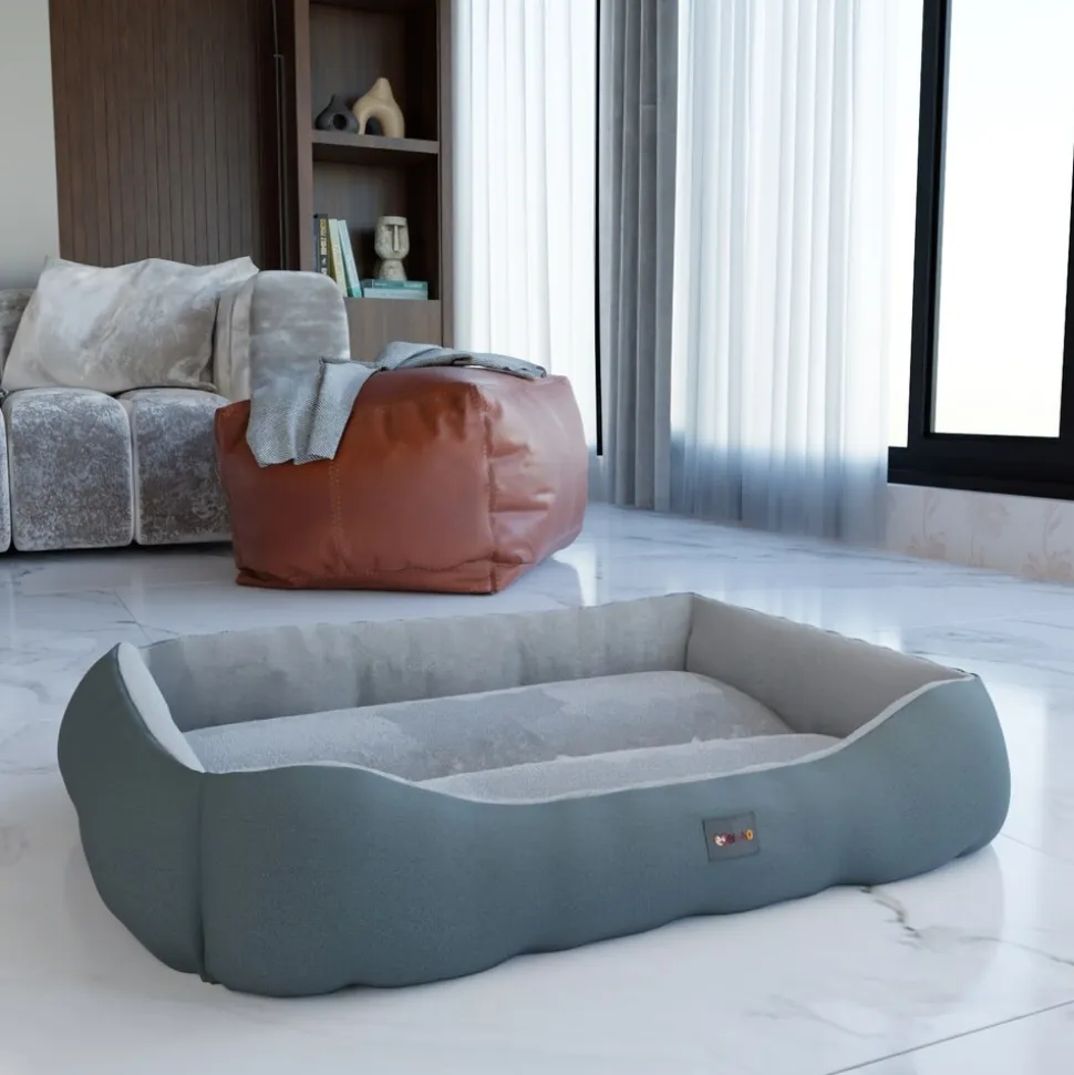 BENNO® Hundebett SAMMY 80x65x17 cm, quadratisch, Polyester, rutschfest, inkl. Kauknochen