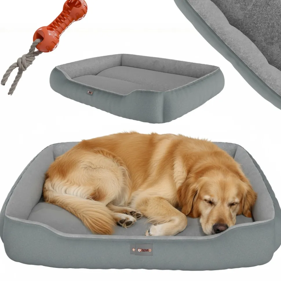 BENNO® Hundebett SAMMY 95x75x18 cm, quadratisch, Polyester, maschinenwaschbar, rutschfest, inkl. Kauknochen