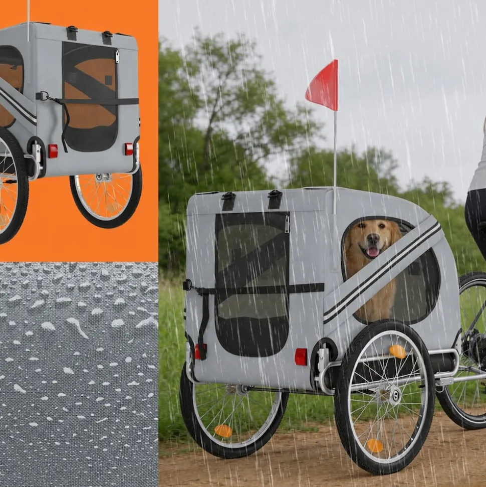 BENNO® Hundefahrradanhänger LUNA Kleintierfahrradanhänger Buggy faltbar, grau