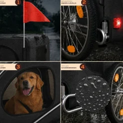BENNO® Hundefahrradanhänger LUNA Kleintierfahrradanhänger Buggy faltbar, schwarz