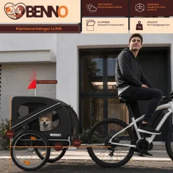 BENNO® Hundefahrradanhänger LUNA Kleintierfahrradanhänger Buggy faltbar, schwarz
