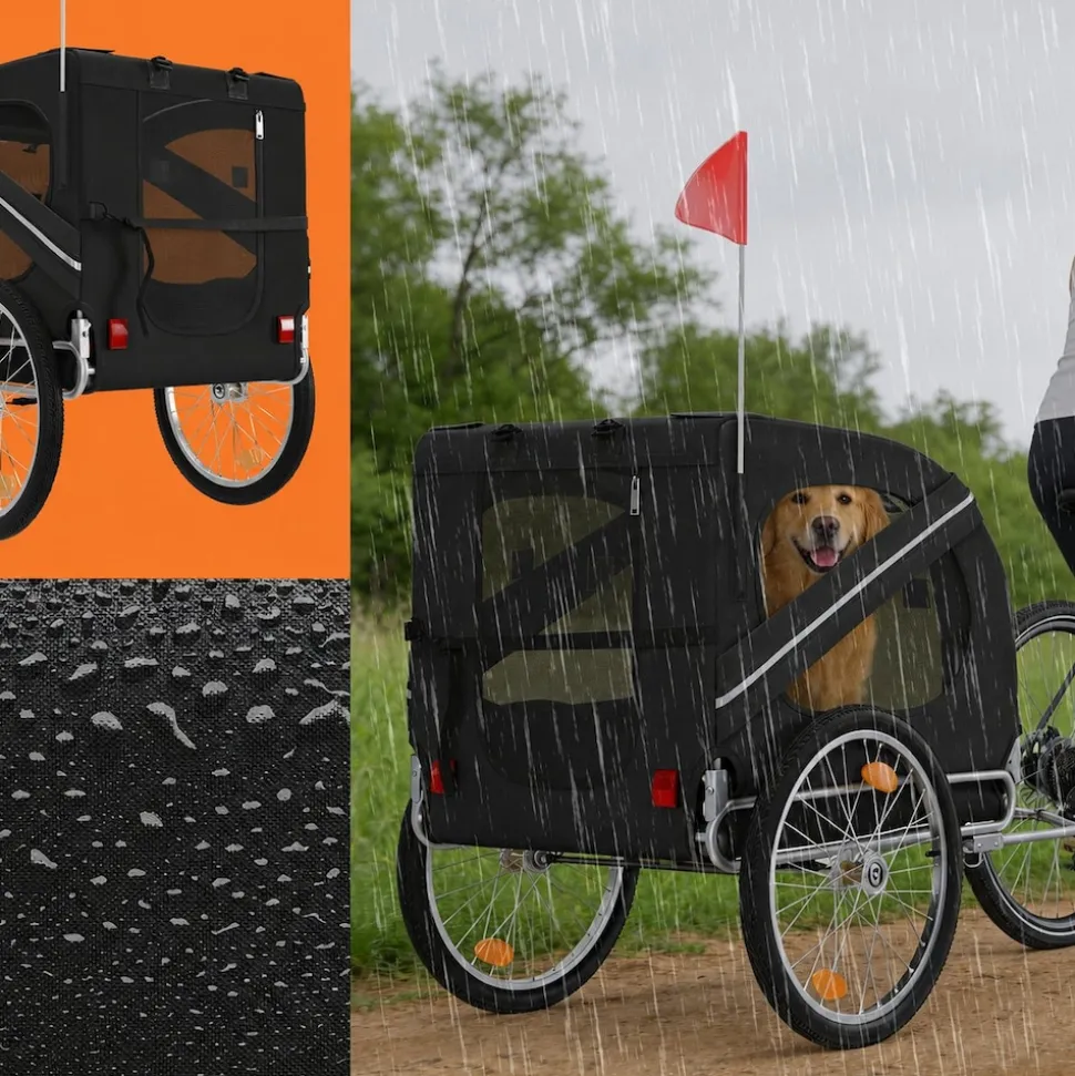 BENNO® Hundefahrradanhänger LUNA Kleintierfahrradanhänger Buggy faltbar, schwarz