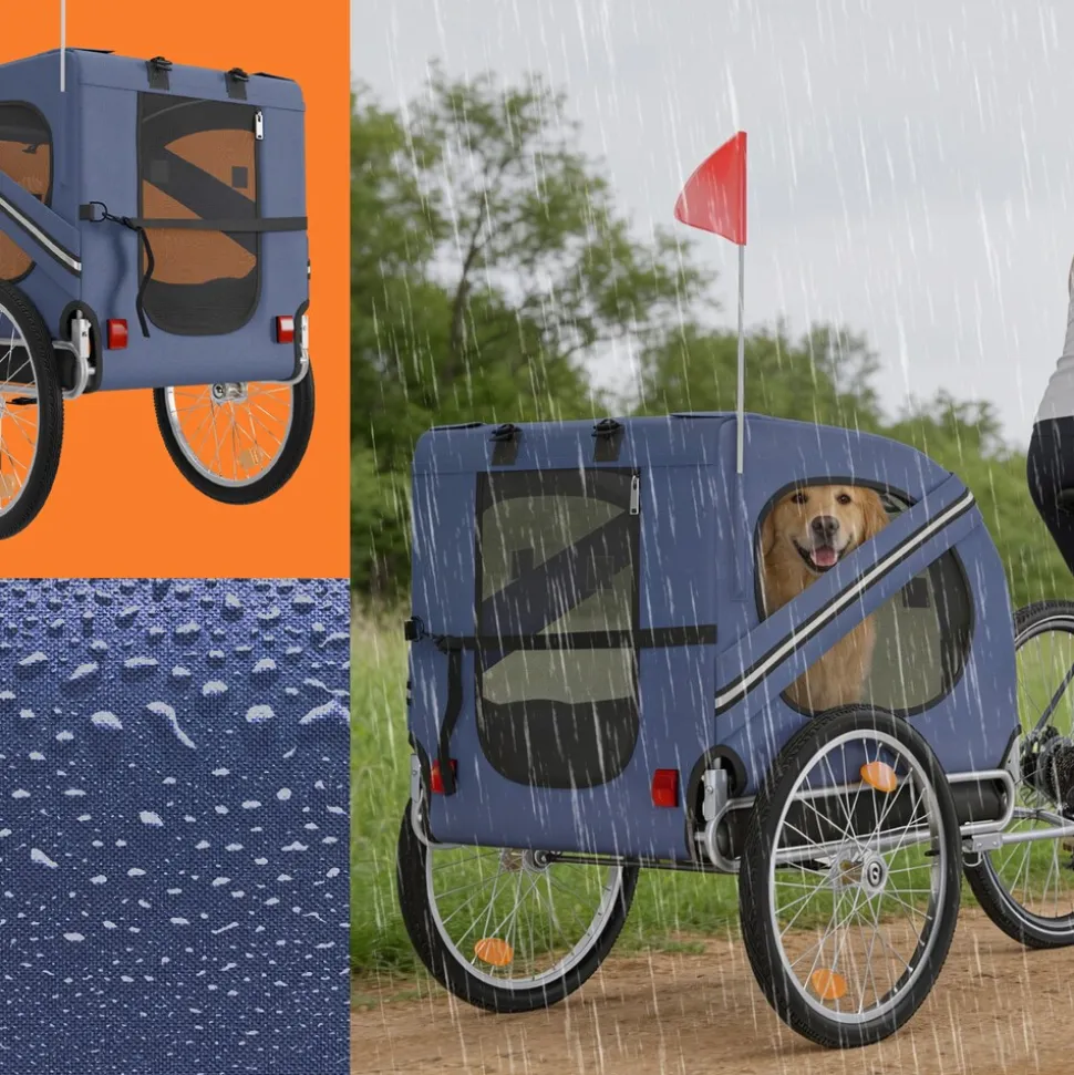 BENNO® Hundefahrradanhänger LUNA Kleintierfahrradanhänger Buggy faltbar, blau