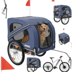 BENNO® Hundefahrradanhänger LUNA Kleintierfahrradanhänger Buggy faltbar, blau