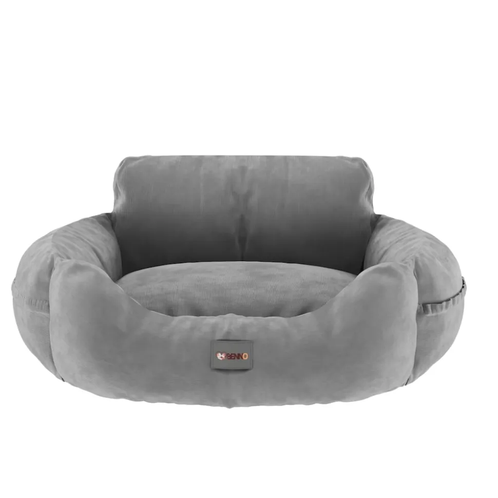 BENNO® Hundesitz BUDDY Autositz für Hunde 55x45x30 cm grau oder anthrazit – sicherer & bequemer Autokorb mit rutschfestem Boden, Gurten & waschbarem Kissen