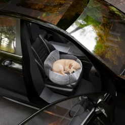 BENNO® Hundesitz BUDDY Autositz für Hunde 55x45x30 cm grau oder anthrazit – sicherer & bequemer Autokorb mit rutschfestem Boden, Gurten & waschbarem Kissen