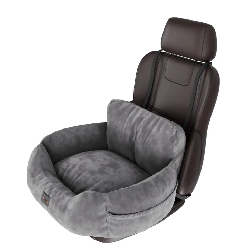 BENNO® Hundesitz BUDDY Autositz für Hunde 55x45x30 cm grau oder anthrazit – sicherer & bequemer Autokorb mit rutschfestem Boden, Gurten & waschbarem Kissen