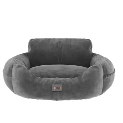 BENNO® Hundesitz BUDDY Autositz für Hunde 55x45x30 cm anthrazit – stabiler Autokorb mit rutschfestem Boden, weicher Polsterung, Gurten & waschbarem Kissen