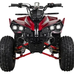 Benzin-Jugend-Quad S-10, 125ccm, ATV, Gepäckträger, Not-Aus-Leine, Halbautomatik, Scheibenbremse (Metallic/Rot)