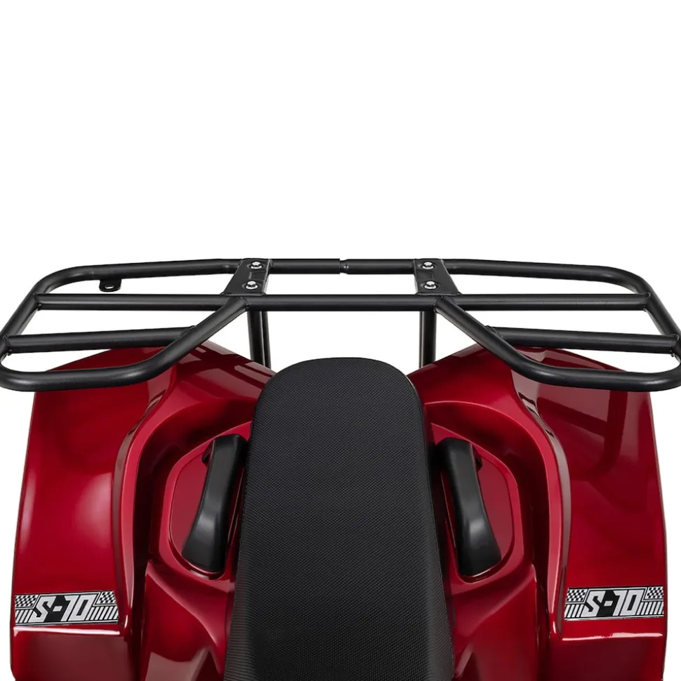 Benzin-Jugend-Quad S-10, 125ccm, ATV, Gepäckträger, Not-Aus-Leine, Halbautomatik, Scheibenbremse (Metallic/Rot)