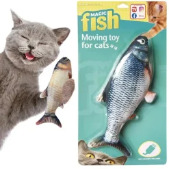 Best Direct® Katzenspielzeug zappelnder Fisch mit Katzenminze Magic Fish