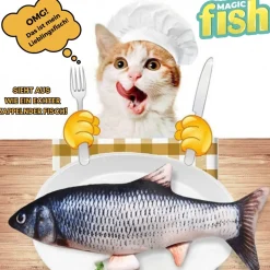 Best Direct® Katzenspielzeug zappelnder Fisch mit Katzenminze Magic Fish