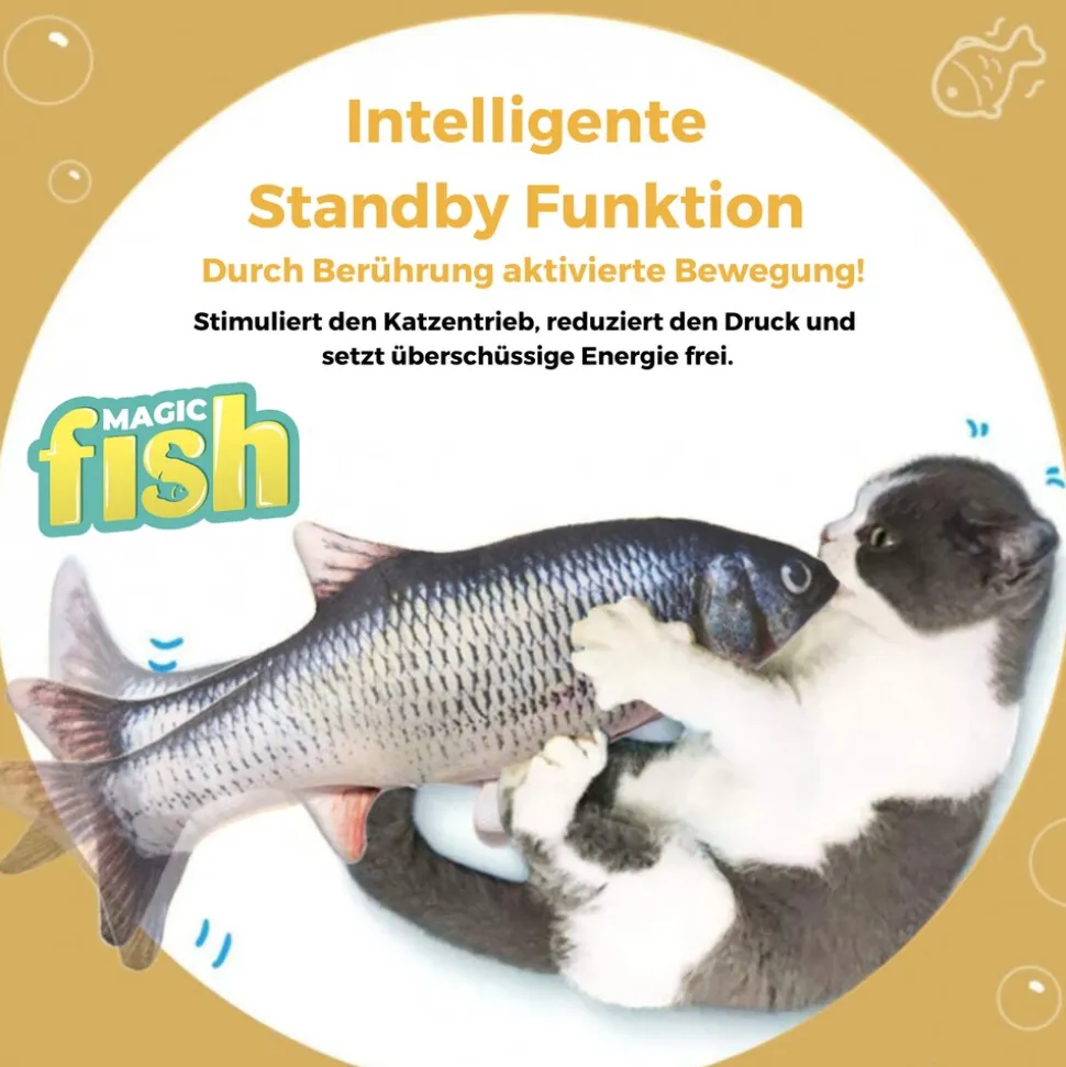 Best Direct® Katzenspielzeug zappelnder Fisch mit Katzenminze Magic Fish