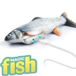 Best Direct® Katzenspielzeug zappelnder Fisch mit Katzenminze Magic Fish