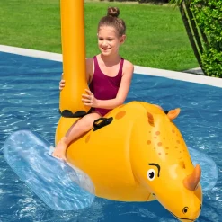 Bestway Poolspiel Nashorn Kinder Wasser Spielzeug 148cm für 2 Personen Poolspiel