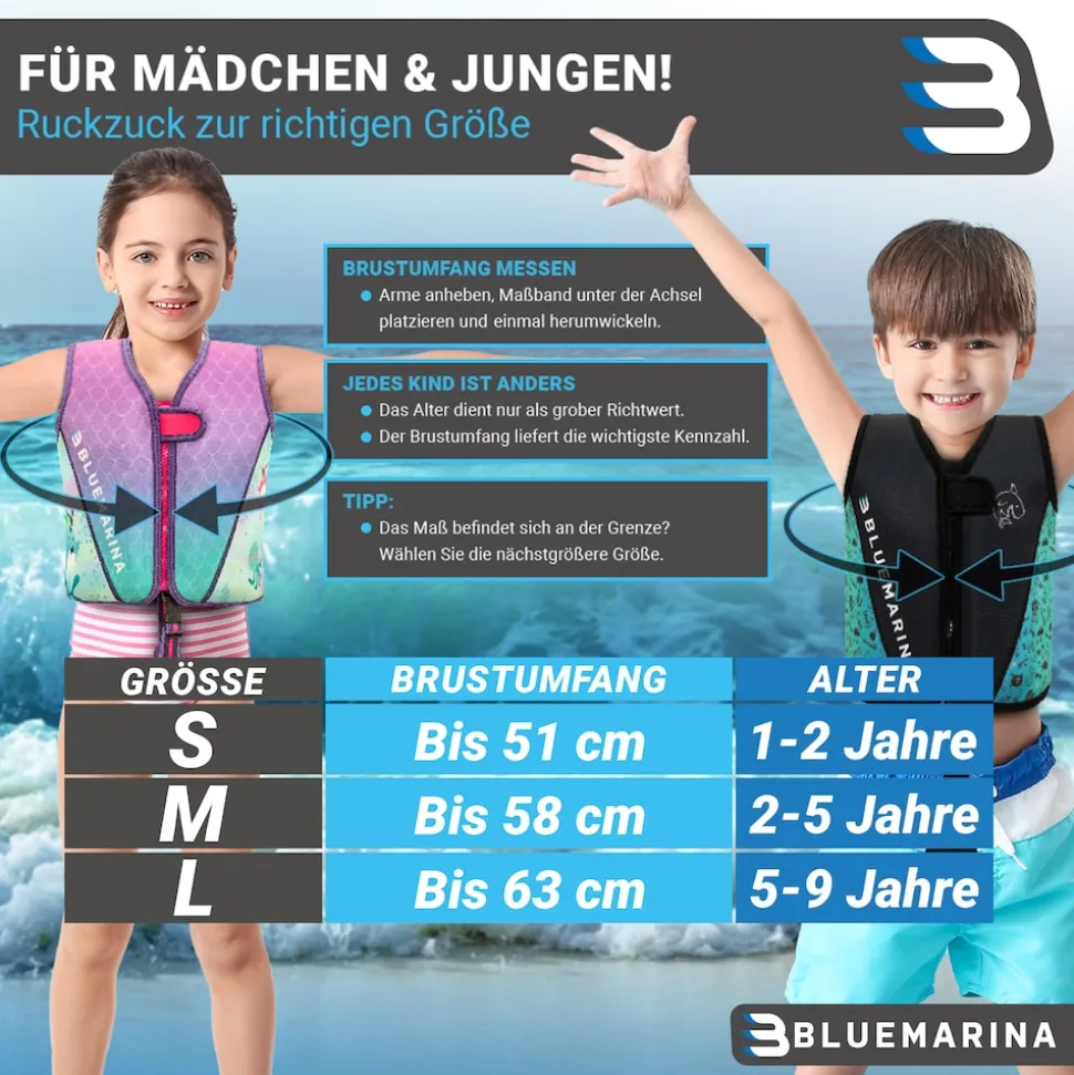 Bluemarina Kinder Schwimmhilfe (S, Mermaid)