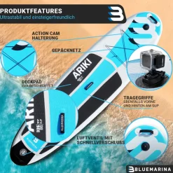 Bluemarina SUP Board Ariki, Stand Up Paddle aufblasbar mit Paddel, Pumpe, Rucksack, 5J Garantie (Classic 2.0, 325x86x16,5cm / 10'8