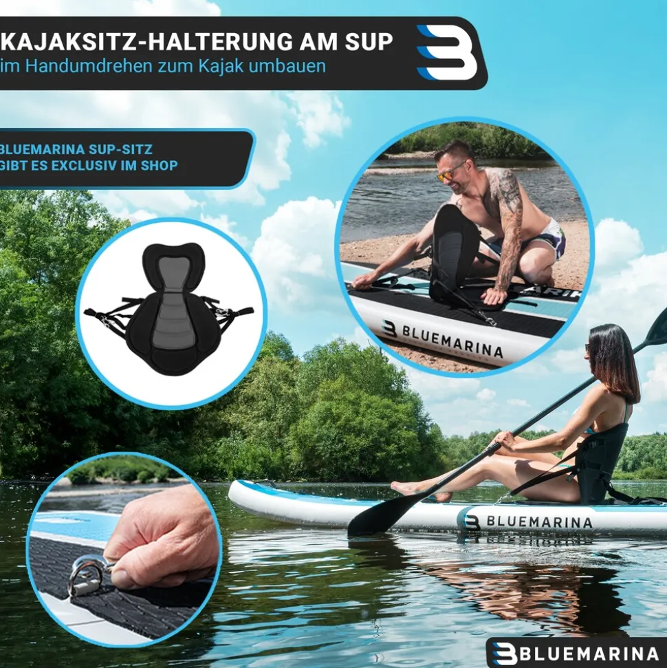 Bluemarina SUP Board Ariki, Stand Up Paddle aufblasbar mit Paddel, Pumpe, Rucksack, 5J Garantie (Classic 2.0, 325x86x16,5cm / 10'8")