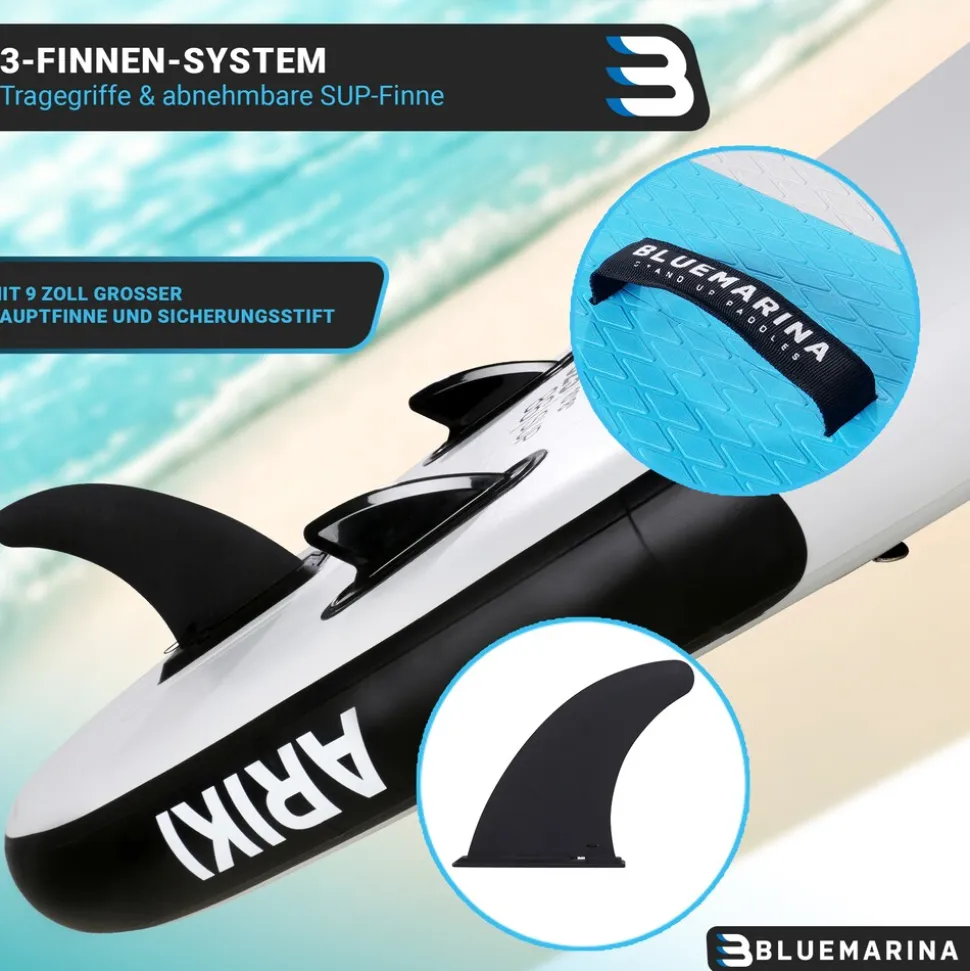 Bluemarina SUP Board Ariki, Stand Up Paddle aufblasbar mit Paddel, Pumpe, Rucksack, 5J Garantie (Classic 2.0, 325x86x16,5cm / 10'8")