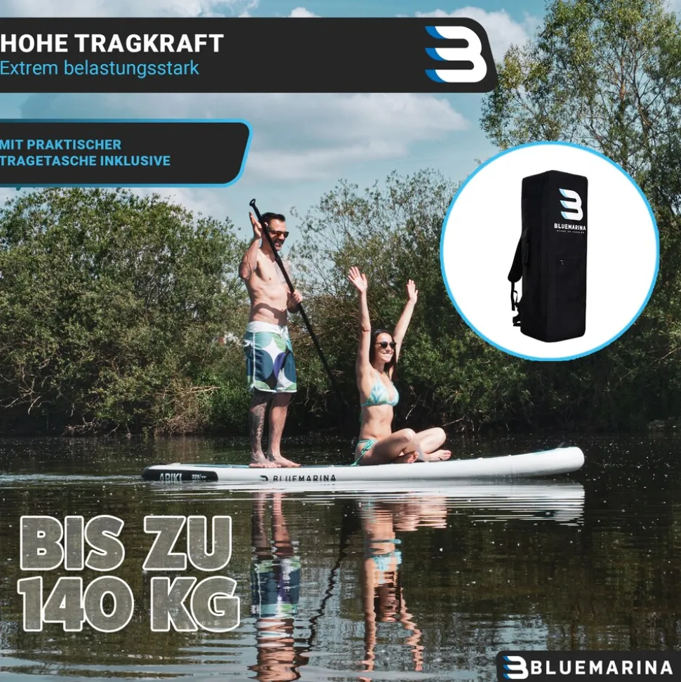 Bluemarina SUP Board Ariki, Stand Up Paddle aufblasbar mit Paddel, Pumpe, Rucksack, 5J Garantie (Classic 2.0, 325x86x16,5cm / 10'8")