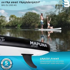 Bluemarina SUP Board Mapuna Sport, Kickpad, Double Layer, Paddel, Pumpe, Rucksack, 5J Garantie