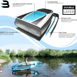 Bluemarina SUP Board Mapuna Sport, Kickpad, Double Layer, Paddel, Pumpe, Rucksack, 5J Garantie