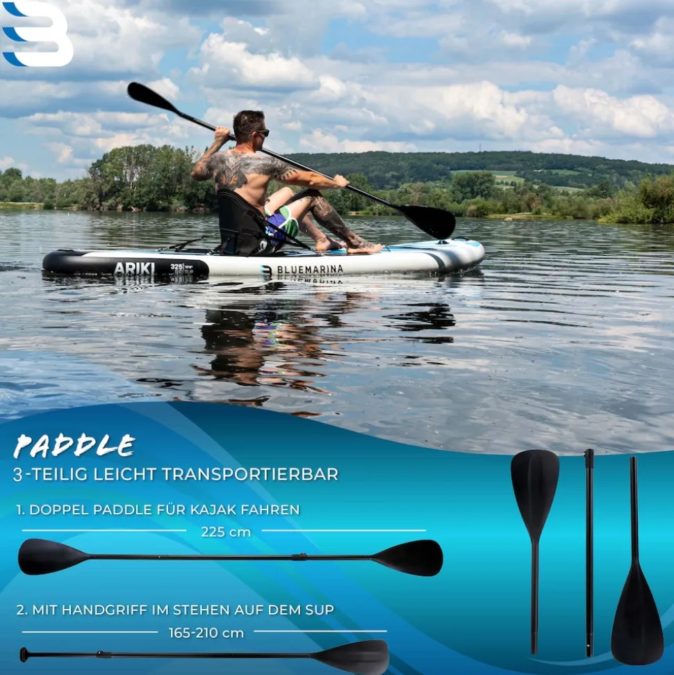 Bluemarina SUP-Sitz, Kajaksitz für Stand Up Paddle, mit Paddel, ergonomisch, Schaumstoffpolster