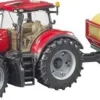 Bruder bruder 03198 Case IH Optum 300CVX mit Frontlader, Ballentransport + 8 Rundballen