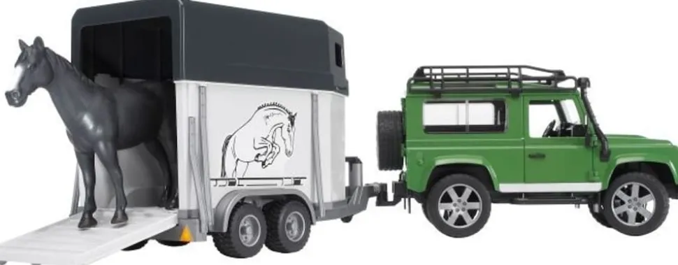 Bruder bruder 02592 Land Rover Defender Station Wagon mit Pferdeanhänger und Pferd