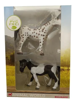 Bullyland Animal World 2 Pferde Lewitzer Schecke Knabstrupper PVC-frei Kinder Sammelfigur