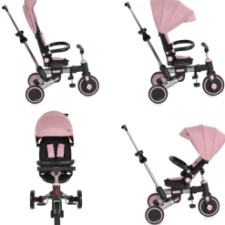 Byox Dreirad Flexton 5 in 1 Laufrad Rückenlehne EVA-Reifen Becherhalter faltbar rosa