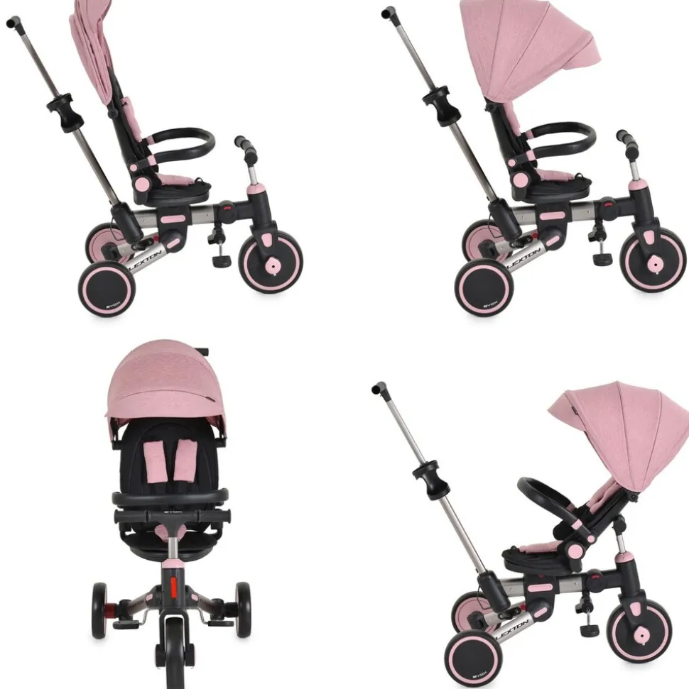 Byox Dreirad Flexton 5 in 1 Laufrad Rückenlehne EVA-Reifen Becherhalter faltbar rosa