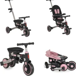 Byox Dreirad Flexton 5 in 1 Laufrad Rückenlehne EVA-Reifen Becherhalter faltbar rosa