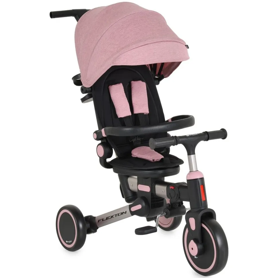 Byox Dreirad Flexton 5 in 1 Laufrad Rückenlehne EVA-Reifen Becherhalter faltbar rosa
