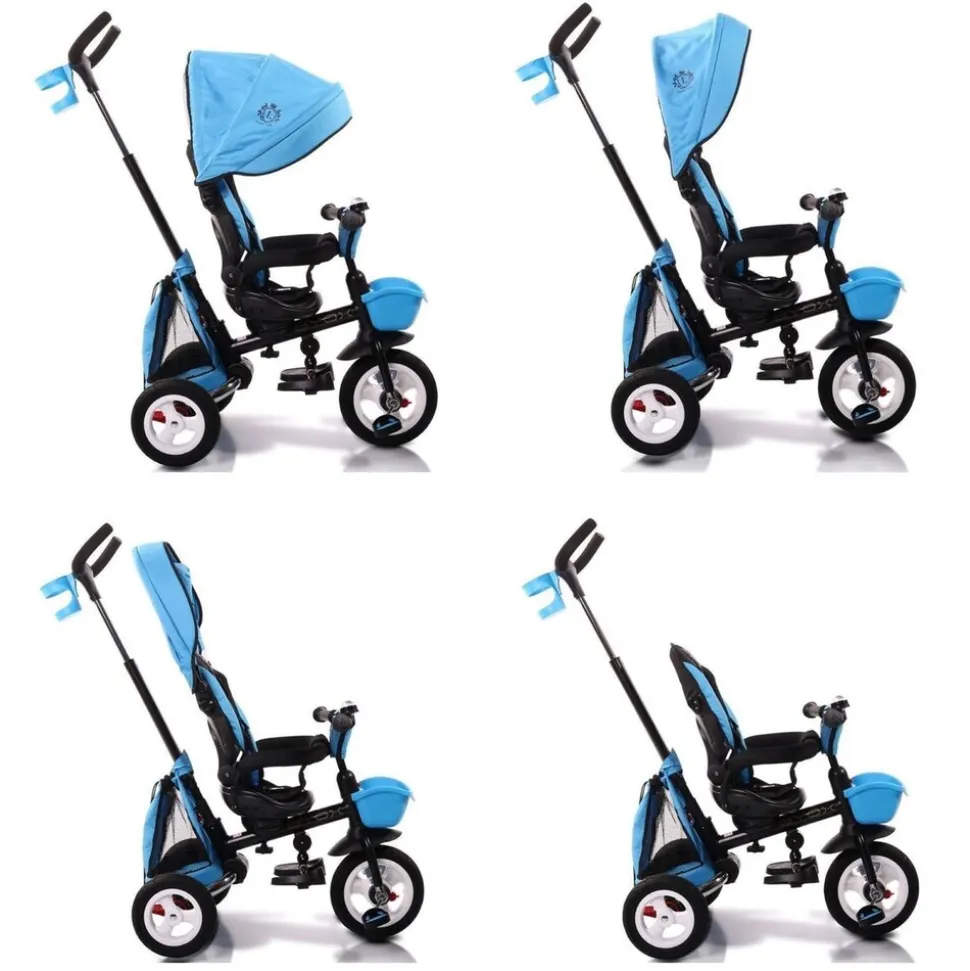 Byox Dreirad Flexy Lux 3 in 1 Tricycle, klappbar, Gummireifen, drehbarer Sitz blau