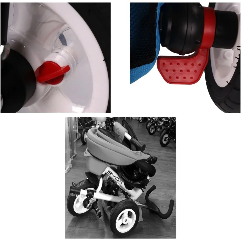 Byox Dreirad Flexy Lux 3 in 1 Tricycle, klappbar, Gummireifen, drehbarer Sitz blau