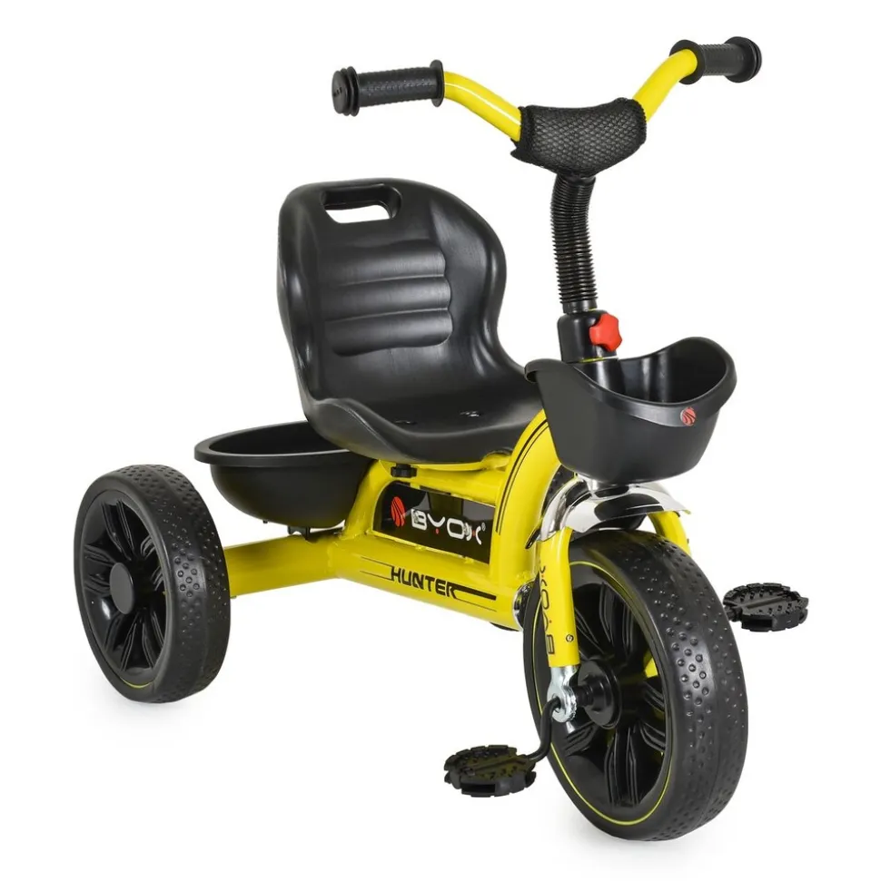 Byox Dreirad Hunter EVA-Reifen, verstellbarer Sitz, Korb, ergonomische Griffe gelb