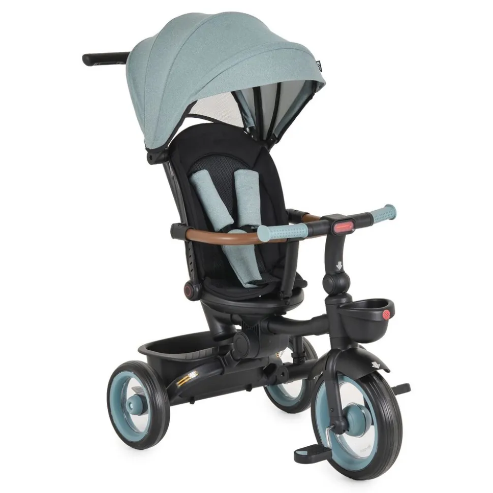 Byox Dreirad Jasper EVA-Reifen klappbar, Sitz drehbar, Hinterradbremse, Körbe grün