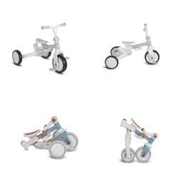 Byox Dreirad, Tricycle Compacto 4 in 1 Schiebegriff klappbar Gurt umbaubar EVA blau