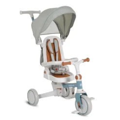 Byox Dreirad, Tricycle Compacto 4 in 1 Schiebegriff klappbar Gurt umbaubar EVA blau