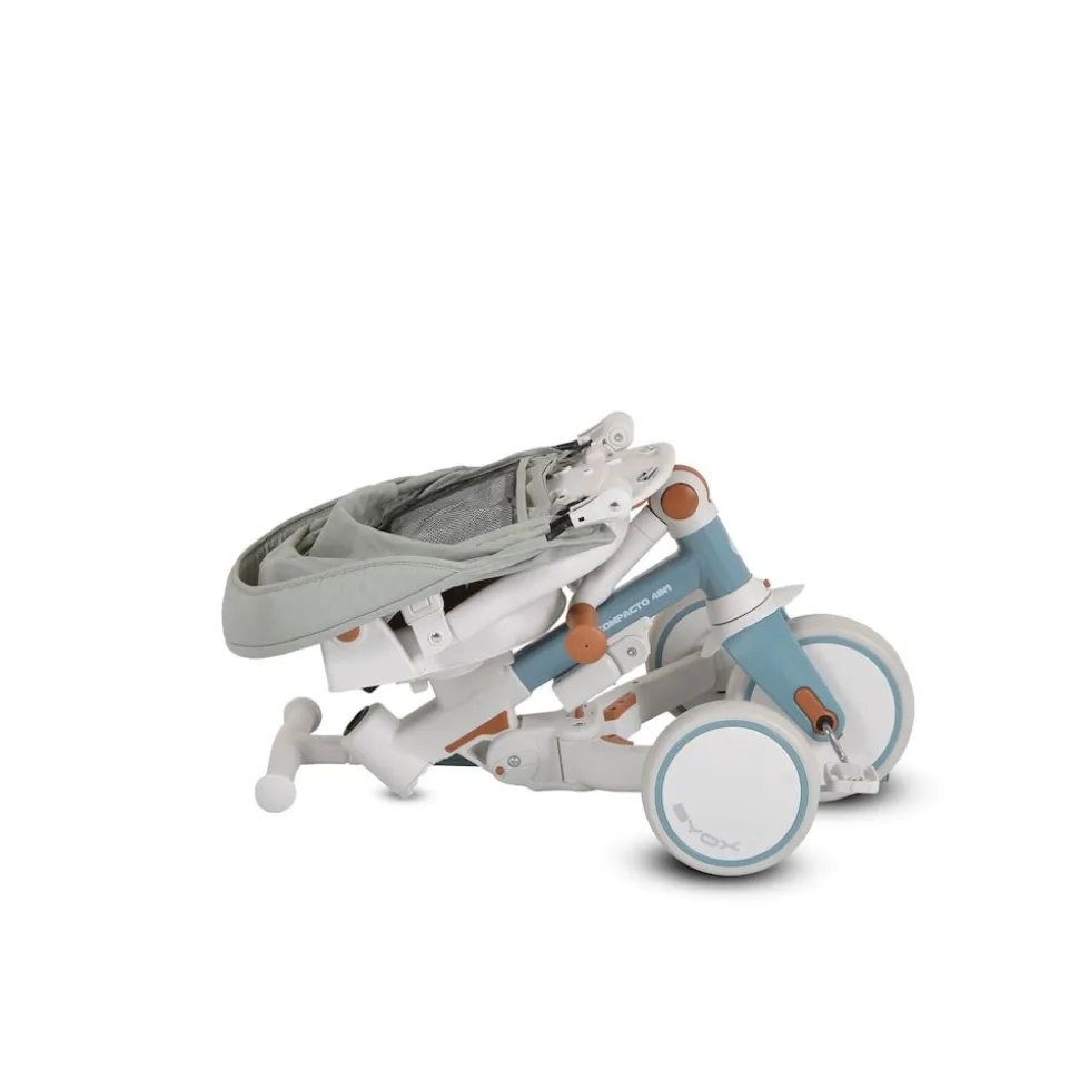 Byox Dreirad, Tricycle Compacto 4 in 1 Schiebegriff klappbar Gurt umbaubar EVA blau