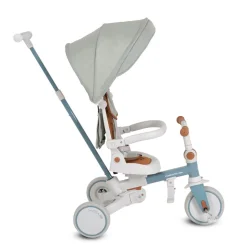 Byox Dreirad, Tricycle Compacto 4 in 1 Schiebegriff klappbar Gurt umbaubar EVA blau