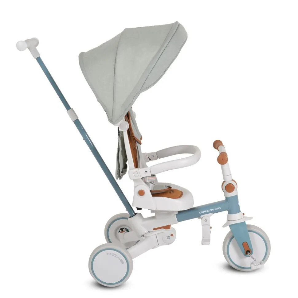 Byox Dreirad, Tricycle Compacto 4 in 1 Schiebegriff klappbar Gurt umbaubar EVA blau