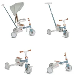 Byox Dreirad, Tricycle Compacto 4 in 1 Schiebegriff klappbar Gurt umbaubar EVA blau