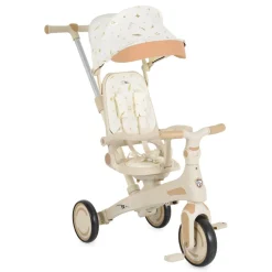 Byox Dreirad, Tricycle Juno 4 in 1 Laufrad Schiebegriff Sitzdrehung Sonnendach weiß beige