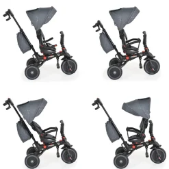 Byox Dreirad Tricycle Pluto, faltbar, EVA-Reifen, Schiebestange, Sitz drehbar grau